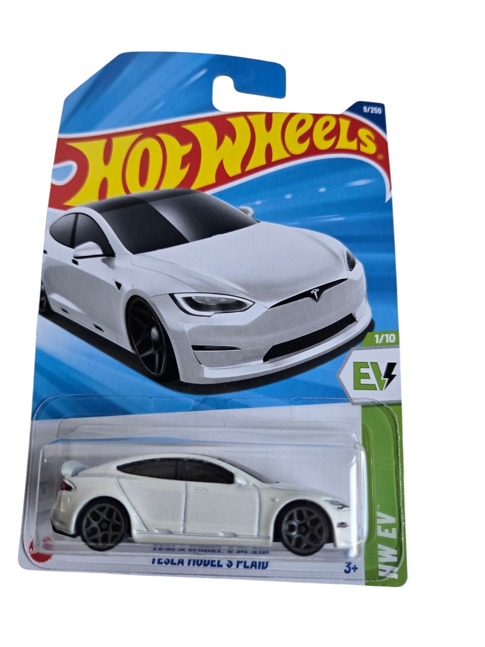 Hot Wheels Tesla Model S Plaid White Die-Cast Car #5/250 EV Series 1/10